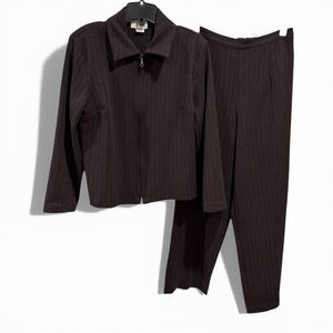 Tradition Petite Brown Pinstripe Matching Suit Set Size 8 Made in Canada